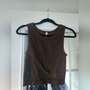 Sunday Best Brown Fitted Crop Tank Top